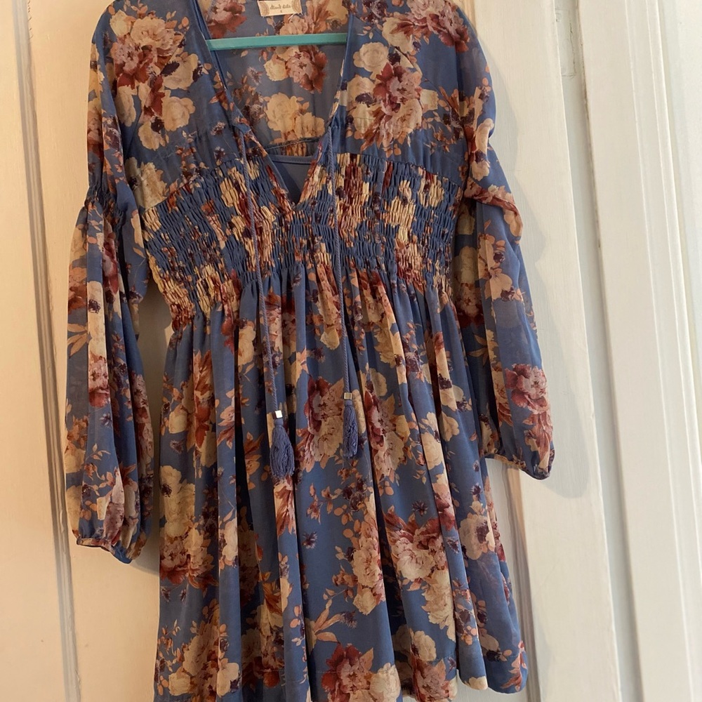 Boho periwinkle floral mini dress sz sm altar’d state
